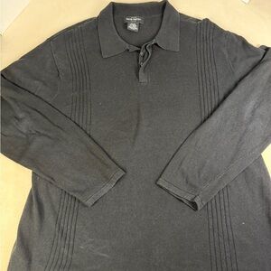 Wayne Gretzky Black Knit Polo Sweater XL Collared Minimalist Pullover